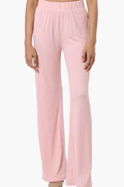 Majora Ribbed Wide Leg Pants - Pink