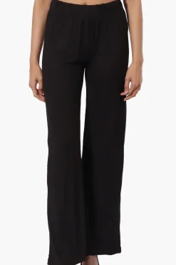 Majora Ribbed Wide Leg Pants - Black