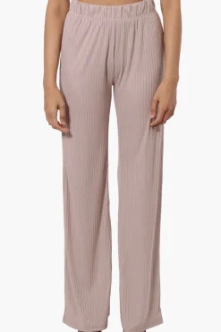 Majora Ribbed Wide Leg Pants - Beige