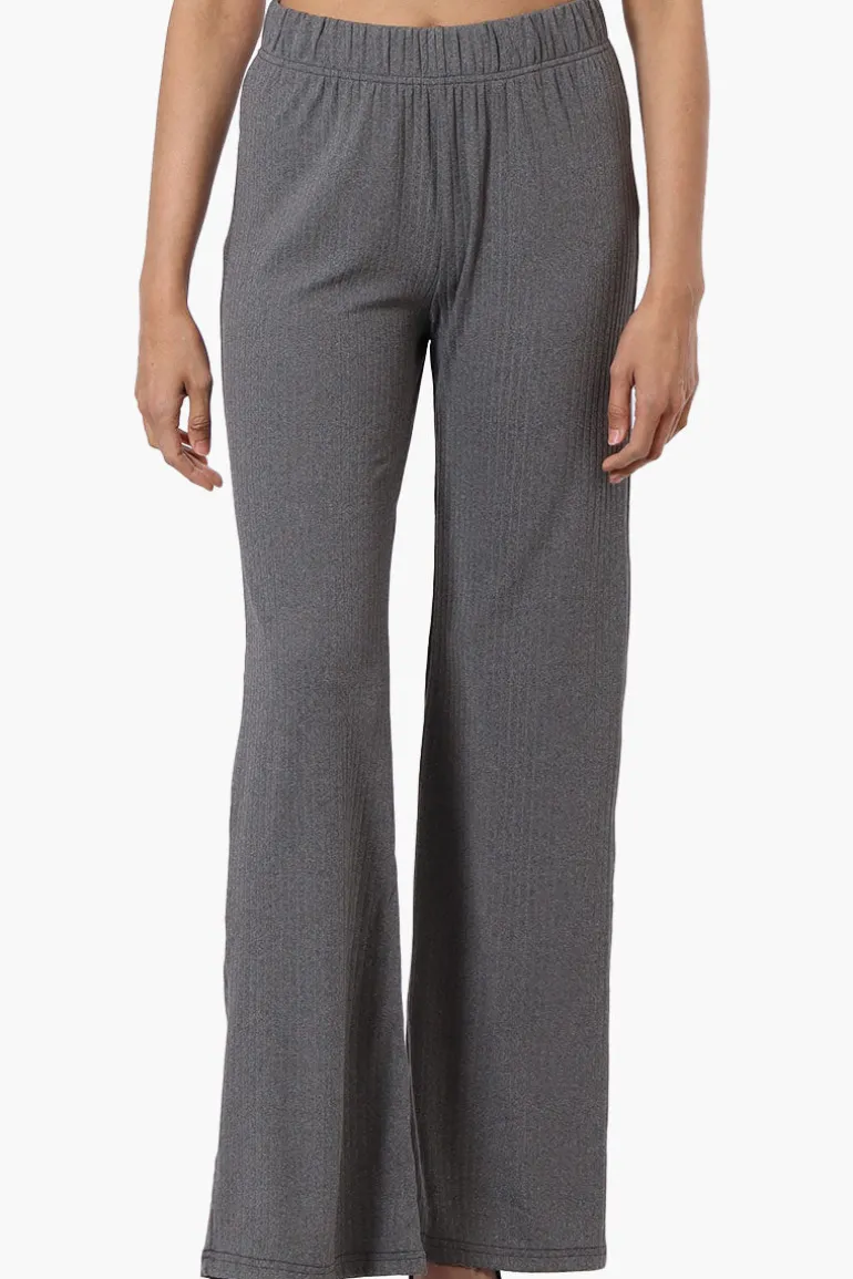 Majora Ribbed Wide Leg Pants - Grey