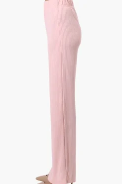 Majora Ribbed Wide Leg Pants - Pink