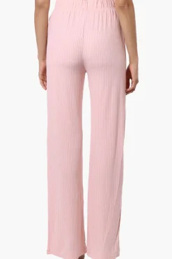 Majora Ribbed Wide Leg Pants - Pink