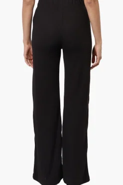Majora Ribbed Wide Leg Pants - Black