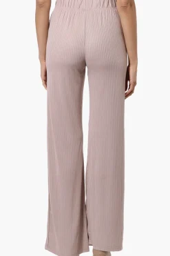Majora Ribbed Wide Leg Pants - Beige