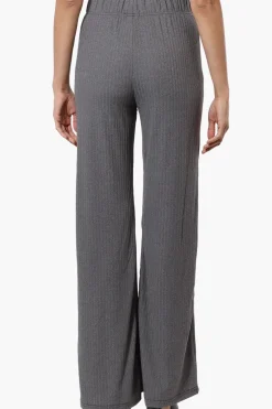 Majora Ribbed Wide Leg Pants - Grey