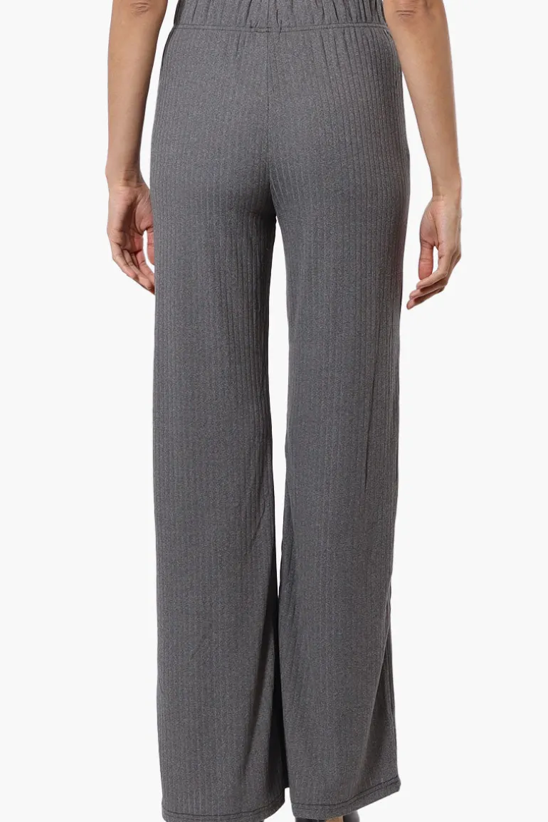 Majora Ribbed Wide Leg Pants - Grey