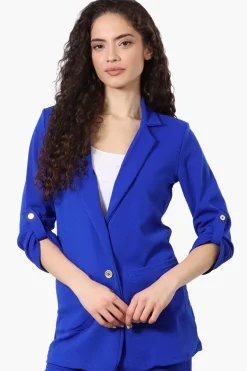Majora Roll Up Sleeve Two Button Blazer - Blue