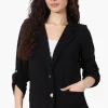 Majora Roll Up Sleeve Two Button Blazer - Black