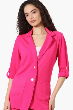 Majora Roll Up Sleeve Two Button Blazer - Pink