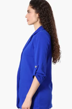 Majora Roll Up Sleeve Two Button Blazer - Blue