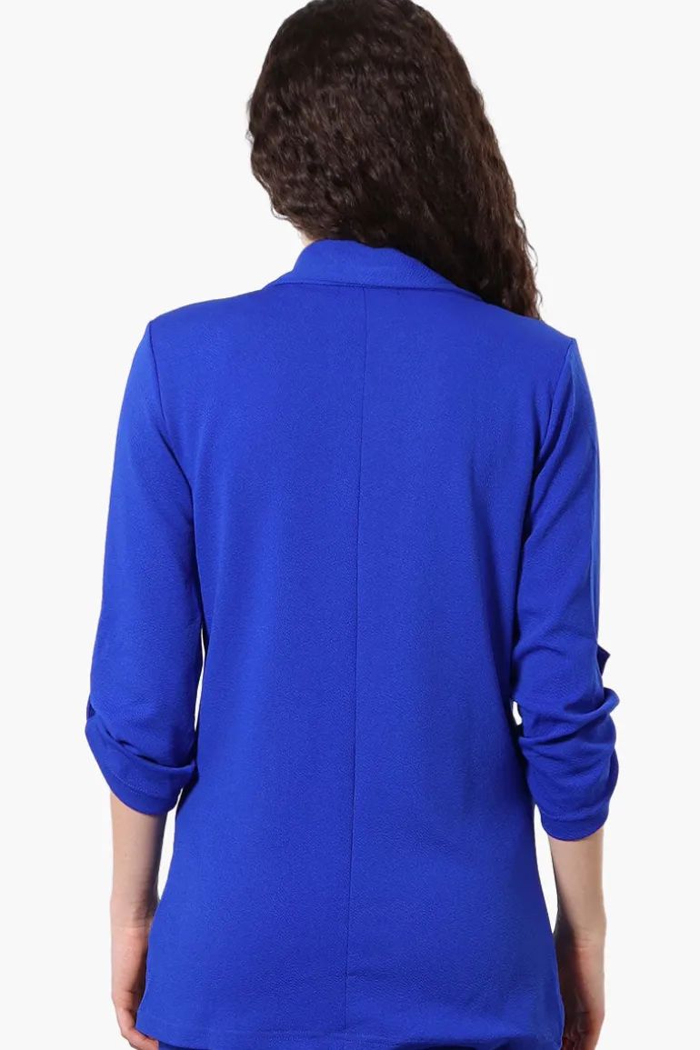 Majora Roll Up Sleeve Two Button Blazer - Blue