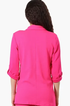 Majora Roll Up Sleeve Two Button Blazer - Pink