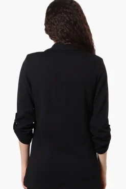 Majora Roll Up Sleeve Two Button Blazer - Black