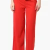 Majora Solid Belted Pants - Red