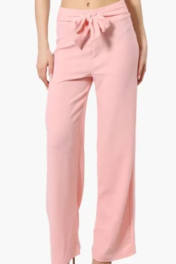 Majora Solid Belted Pants - Pink