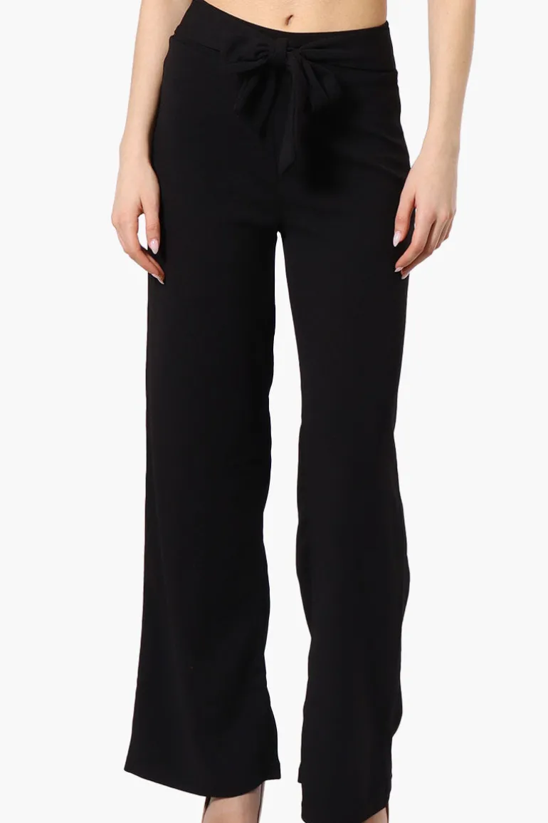 Majora Solid Belted Pants - Black