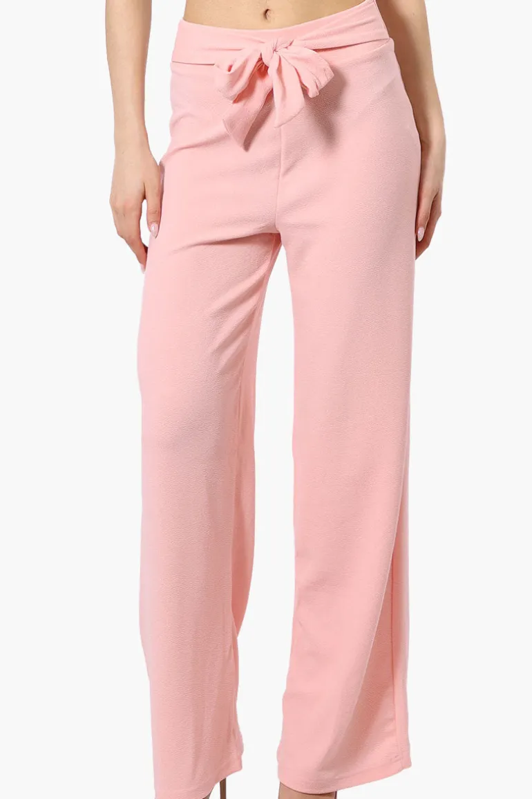 Majora Solid Belted Pants - Pink