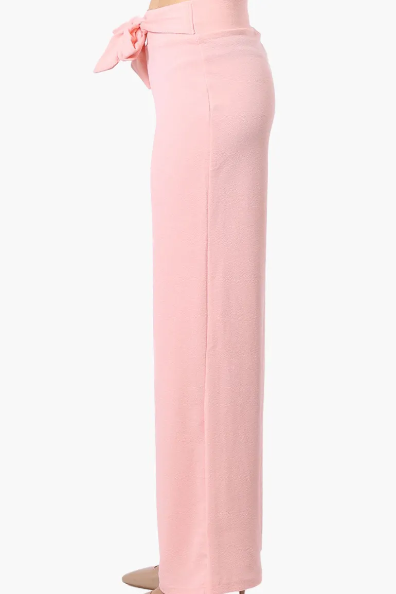 Majora Solid Belted Pants - Pink