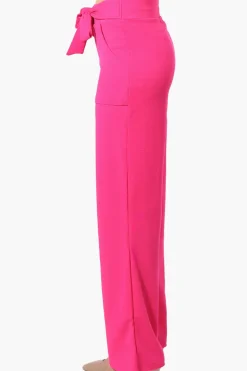 Majora Solid Large Pocket Belted Pants - Pink