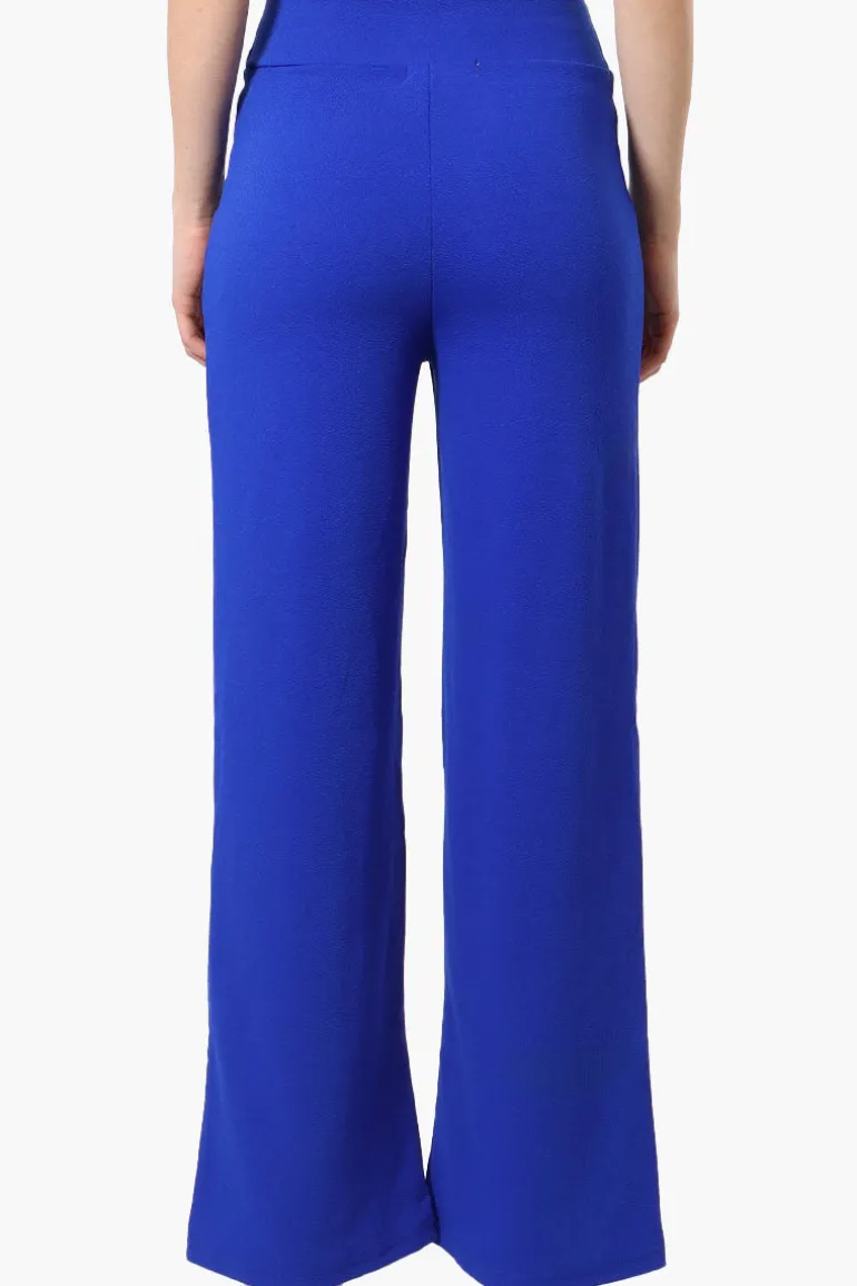 Majora Solid Large Pocket Belted Pants - Blue