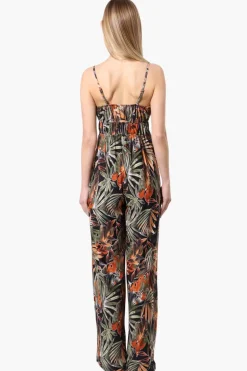 Majora Tropical Print Wide Leg Jumpsuit - Black