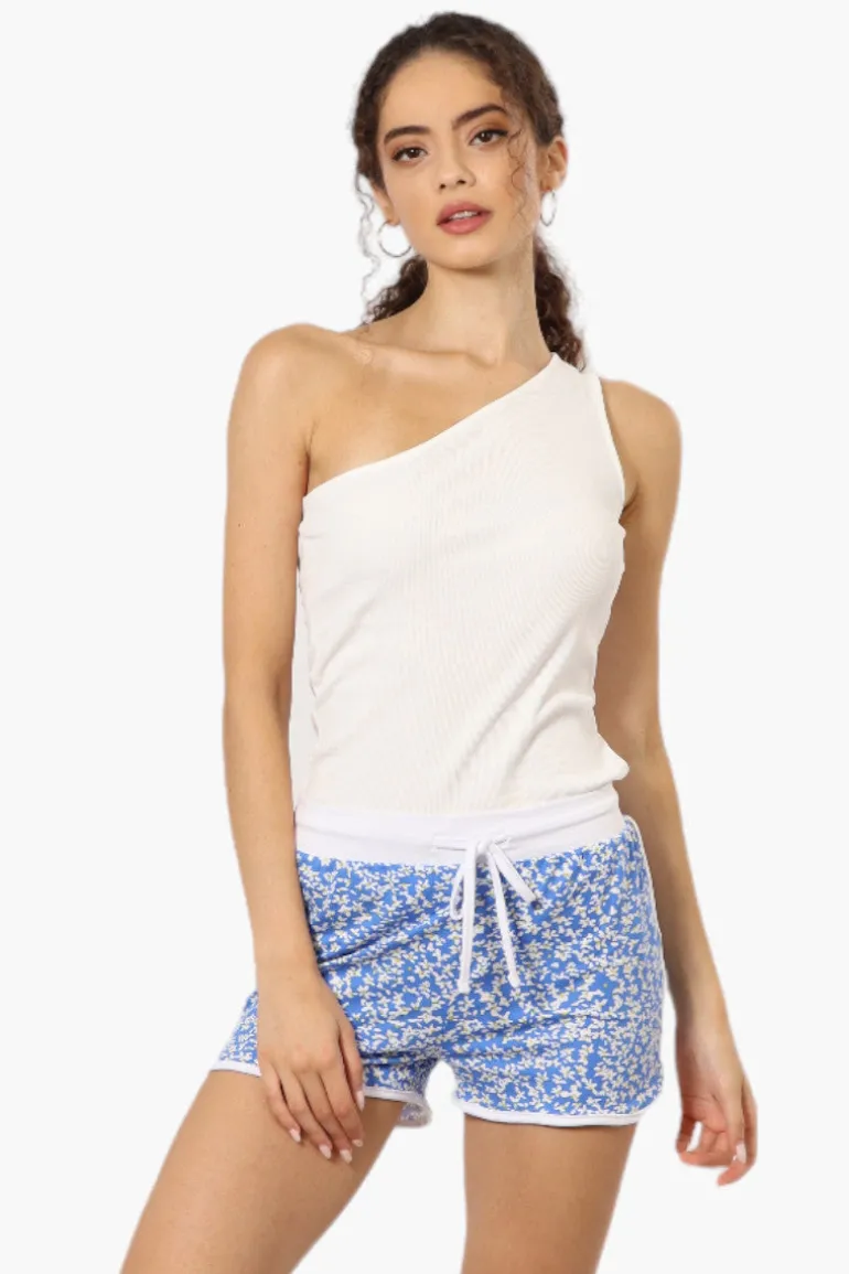 Mikk Floral Tie Waist Dolphin Shorts - Blue