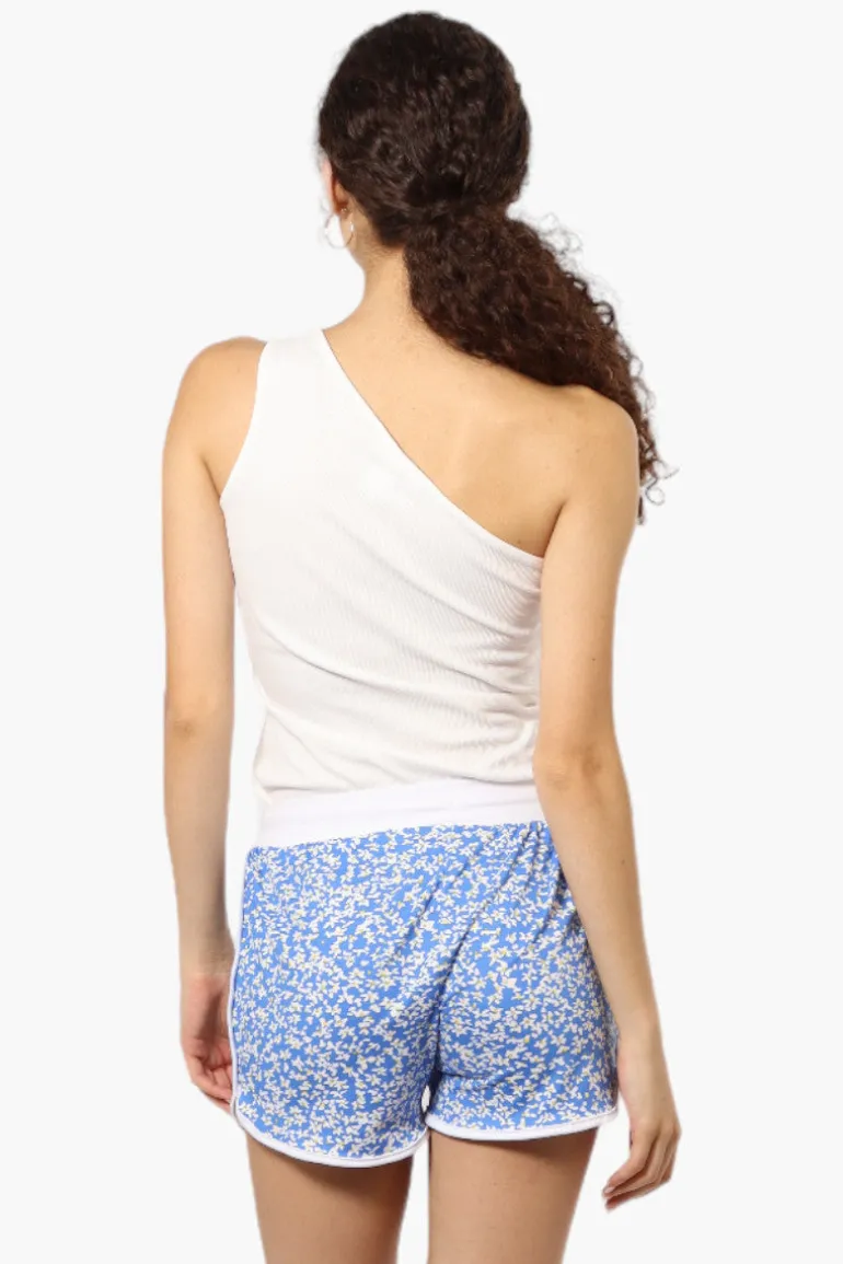 Mikk Floral Tie Waist Dolphin Shorts - Blue