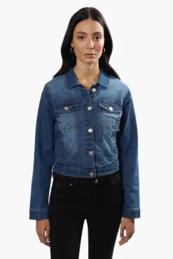 New Look Buttoned Flap Pocket Denim Jacket - Blue
