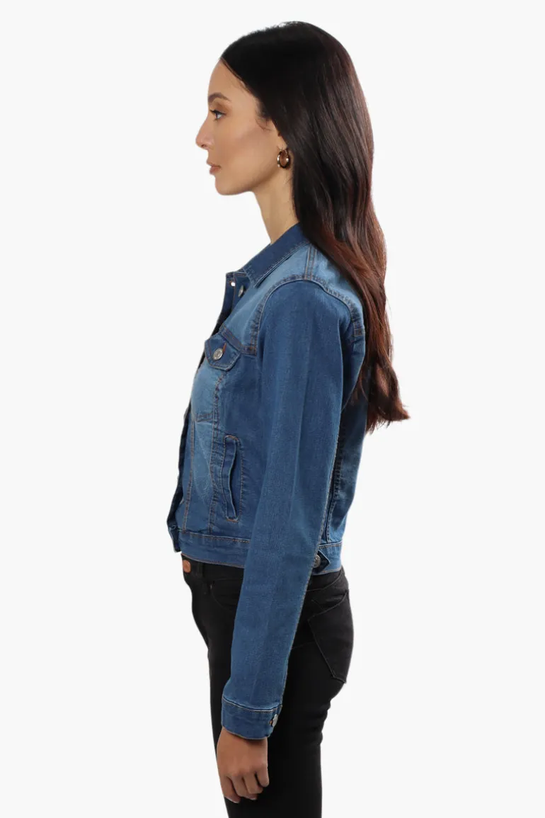 New Look Buttoned Flap Pocket Denim Jacket - Blue