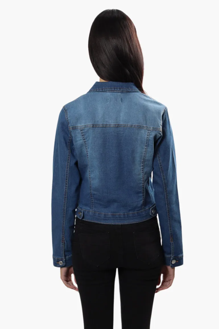 New Look Buttoned Flap Pocket Denim Jacket - Blue