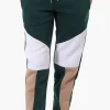 New Look Colour Block Fleece Joggers - Olive