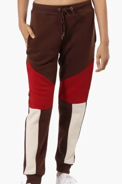 New Look Colour Block Fleece Joggers - Brown