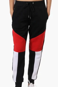 New Look Colour Block Fleece Joggers - Black