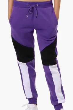 New Look Colour Block Fleece Joggers - Purple