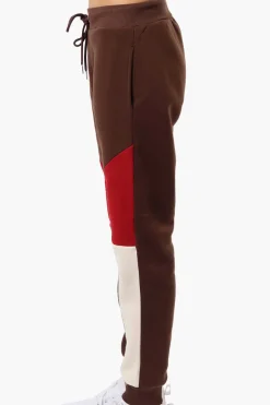 New Look Colour Block Fleece Joggers - Brown