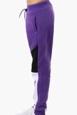 New Look Colour Block Fleece Joggers - Purple