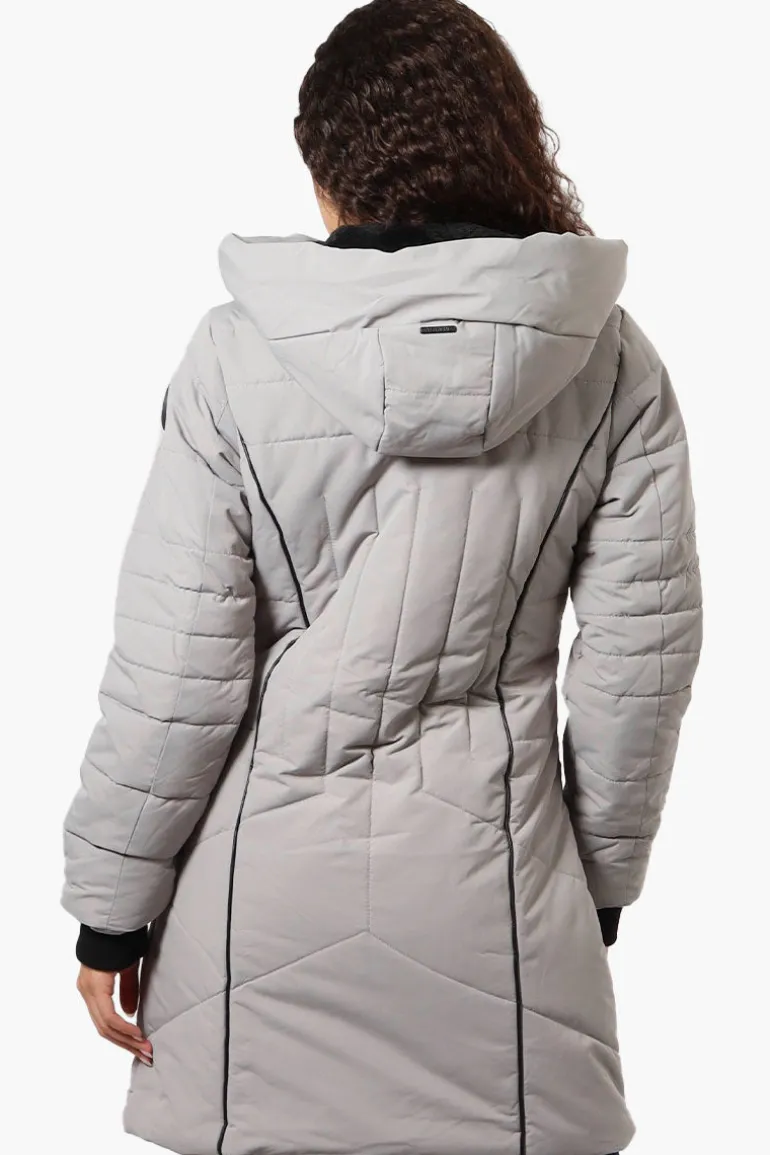 Oppenheimer Double Zip Cinched Waist Parka Jacket - Grey