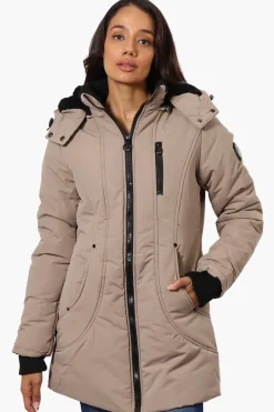 Oppenheimer Hooded Cinched Waist Parka Jacket - Beige
