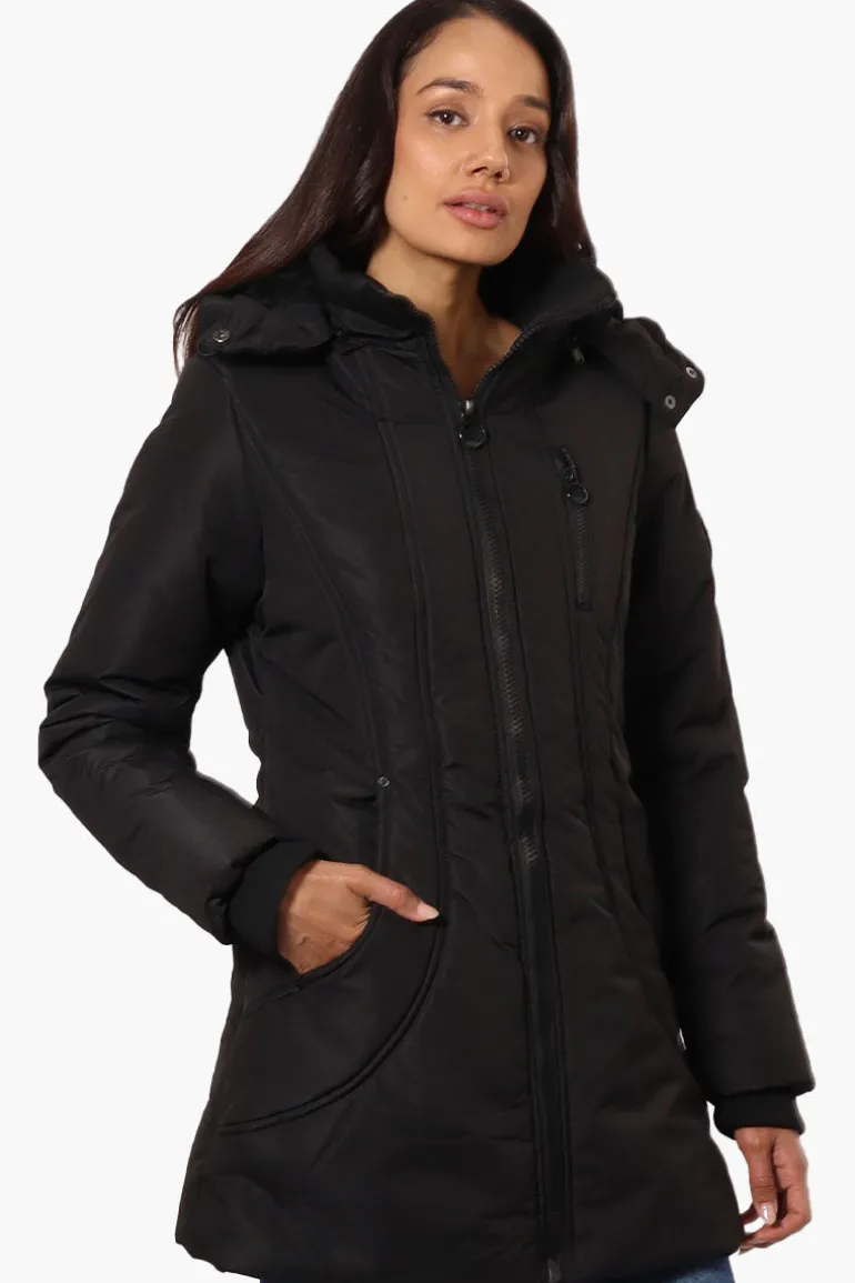 Oppenheimer Hooded Cinched Waist Parka Jacket - Black