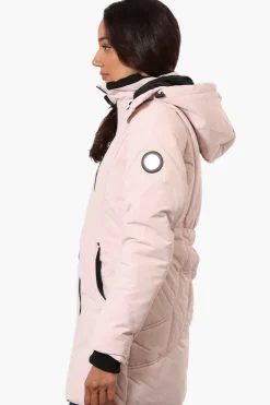 Oppenheimer Hooded Cinched Waist Parka Jacket - Pink