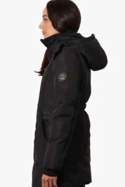 Oppenheimer Hooded Cinched Waist Parka Jacket - Black