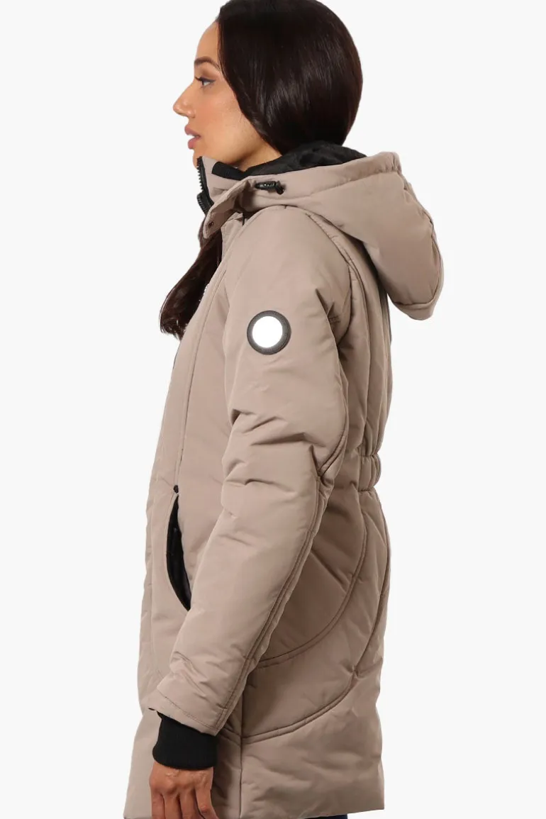 Oppenheimer Hooded Cinched Waist Parka Jacket - Beige