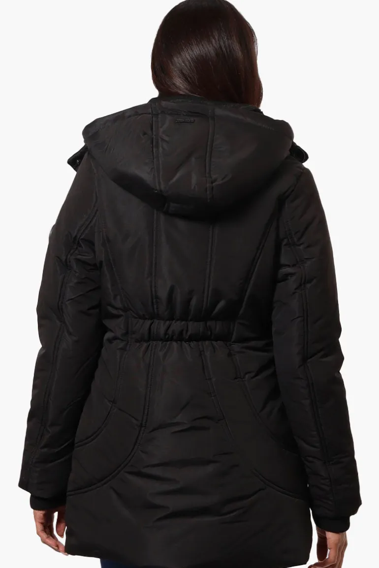 Oppenheimer Hooded Cinched Waist Parka Jacket - Black