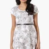 Runaway Bay Floral Belted Skater Day Dress - White