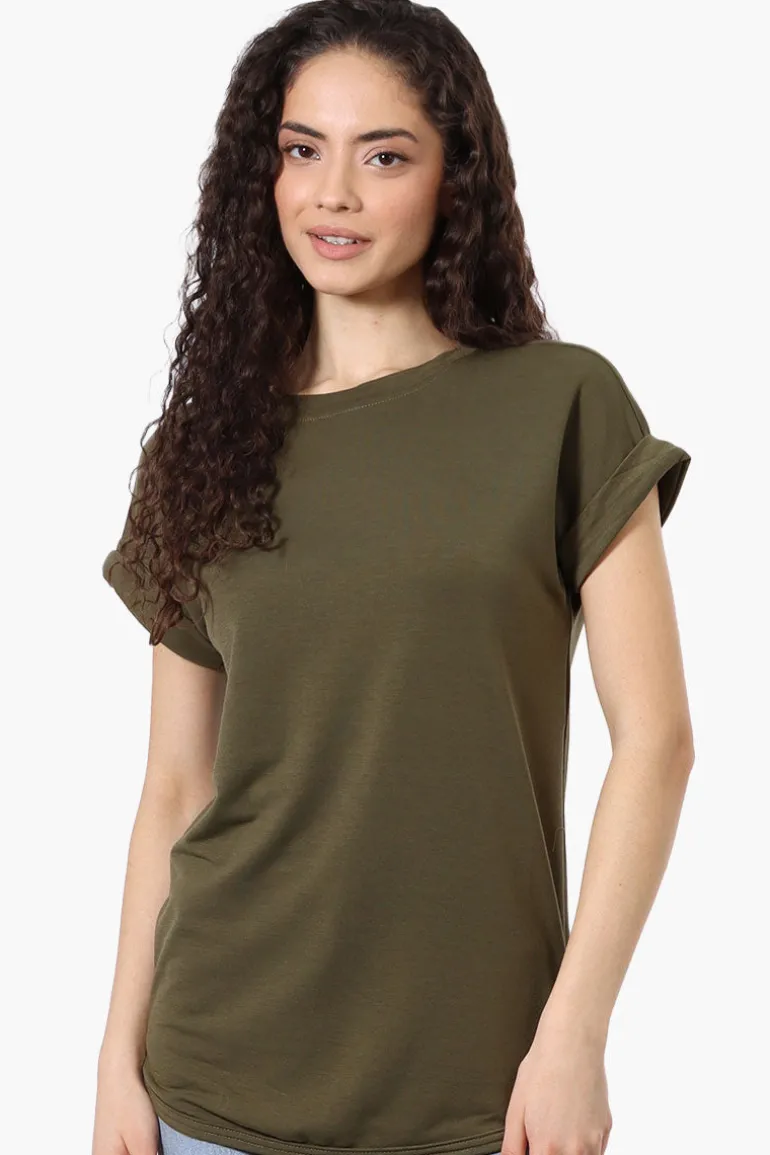 Runaway Bay Sport Basic Cuffed Sleeve Tee - Olive