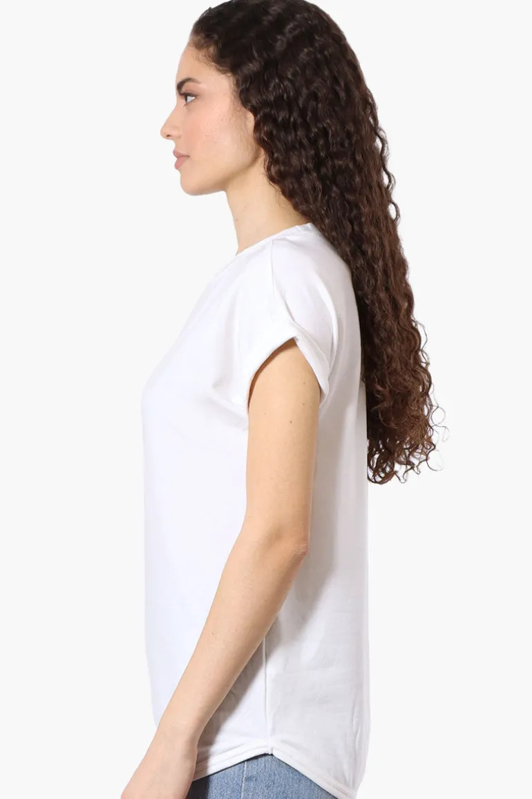 Runaway Bay Sport Basic Cuffed Sleeve Tee - White