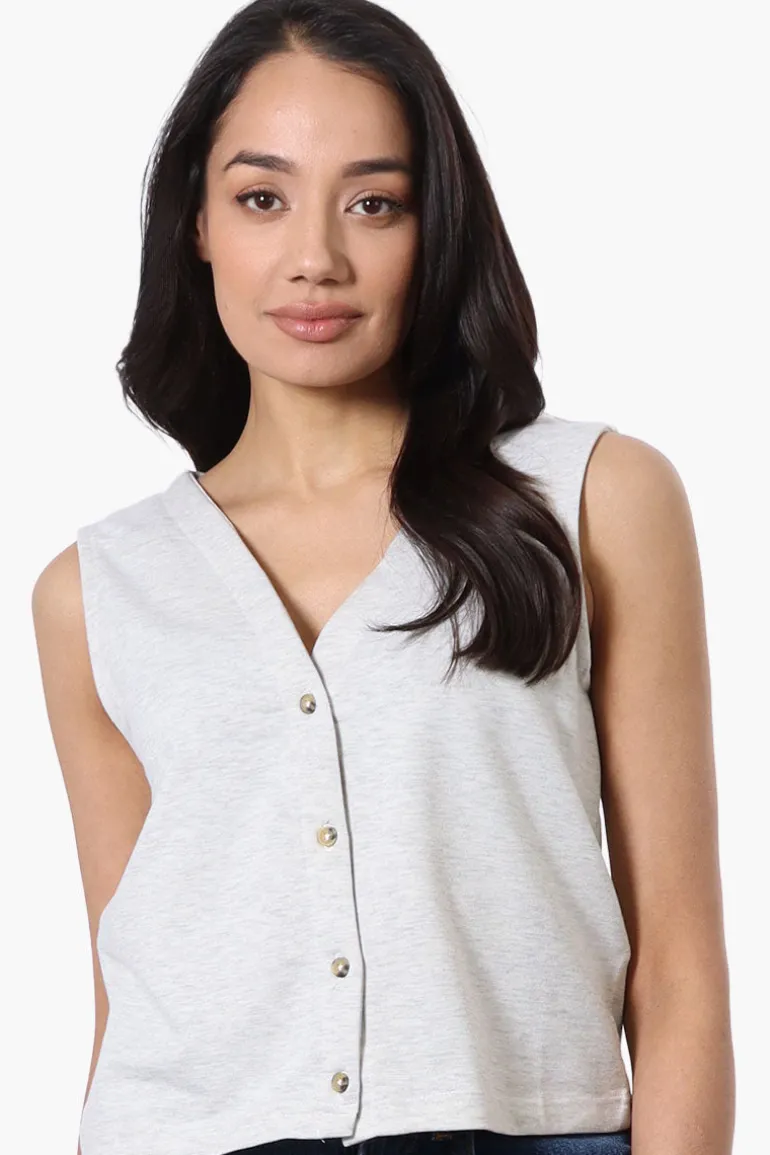 Runaway Bay Sport Button Down V-Waistcoat Vest - Grey