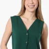 Runaway Bay Sport Button Down V-Waistcoat Vest - Green