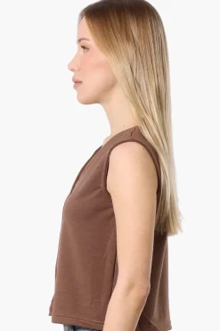 Runaway Bay Sport Button Down V-Waistcoat Vest - Brown