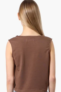 Runaway Bay Sport Button Down V-Waistcoat Vest - Brown